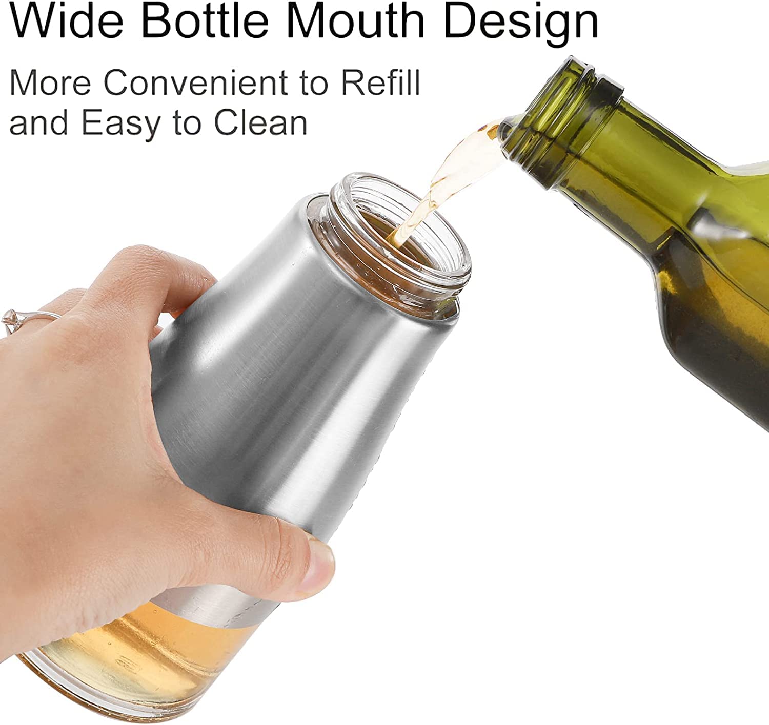 Tebery compact 10oz oil dispenser designed for one-handed use