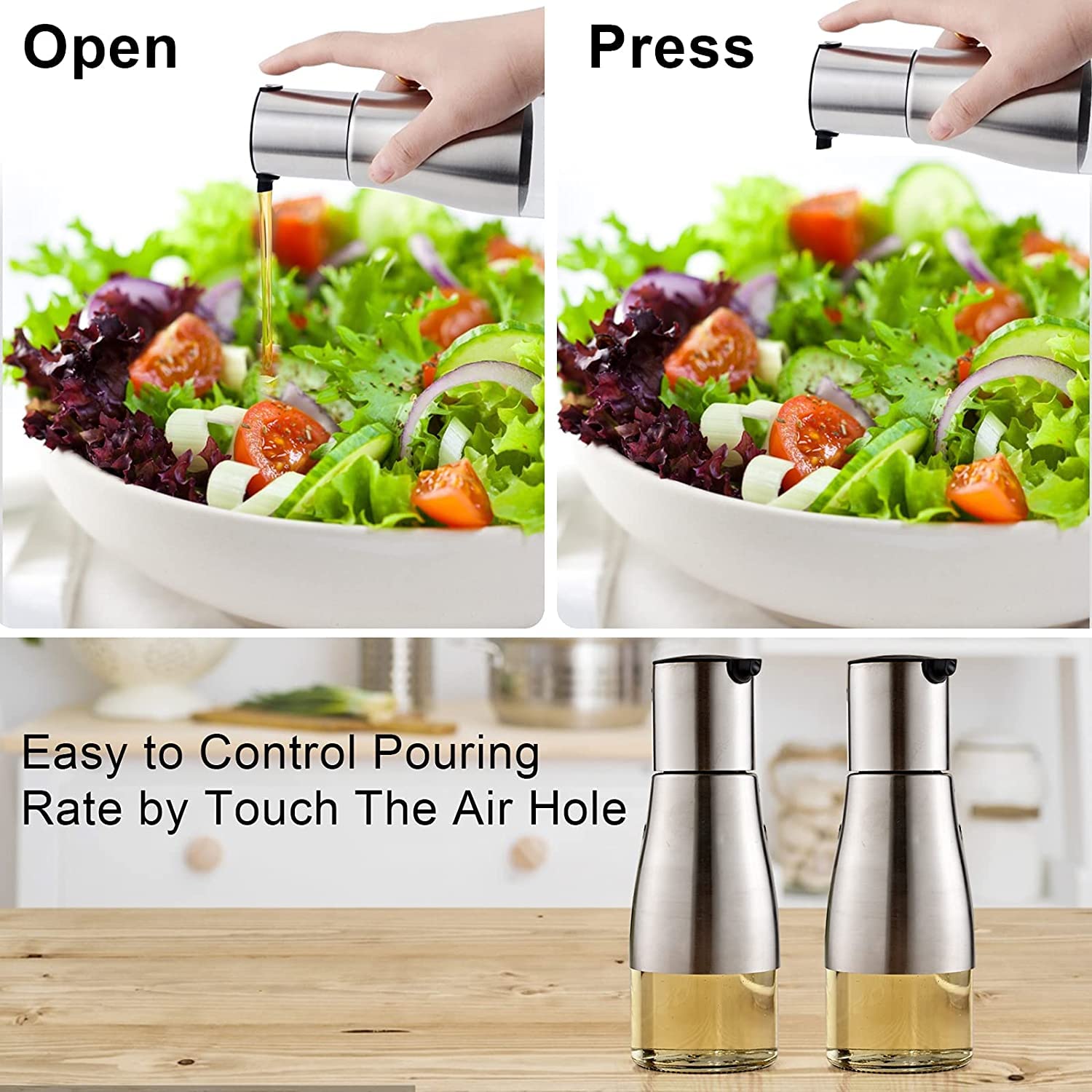 Tebery drip-free pour oil dispenser for precise seasoning