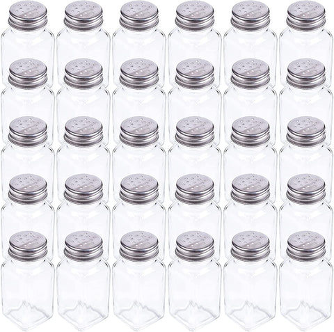 Tebery glass salt and pepper shakers with mushroom tops, front view, stylish table companion for elegant dining