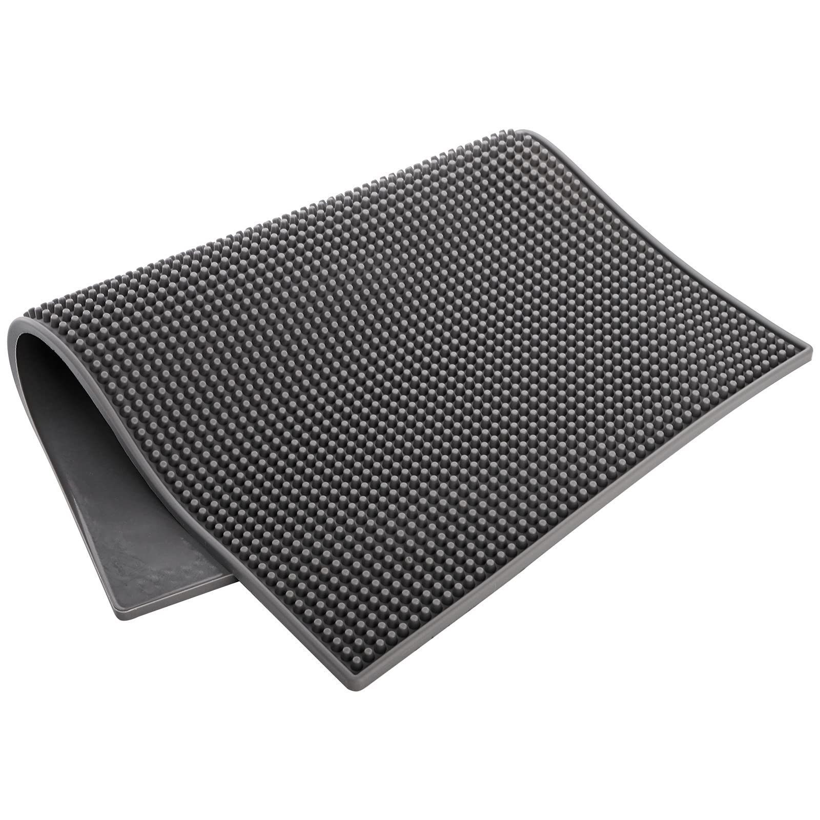 Tebery grey bar mat shields counters from cup rings and drips.