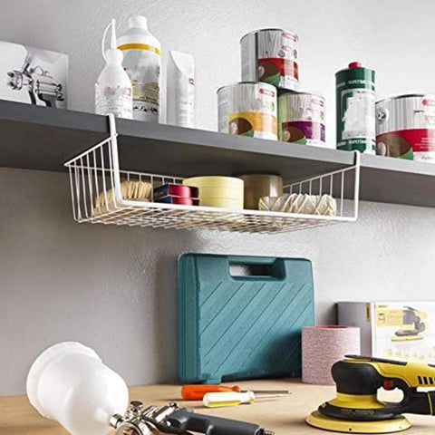 Tebery pantry storage baskets keep snacks and cans organized.