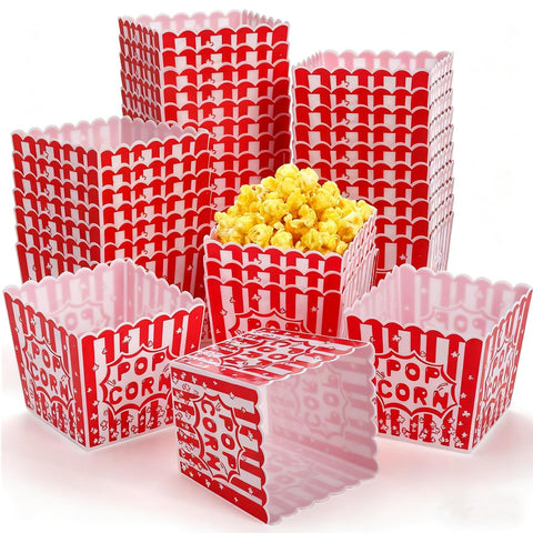 Tebery popcorn boxes with red and white stripes for movie night snacks