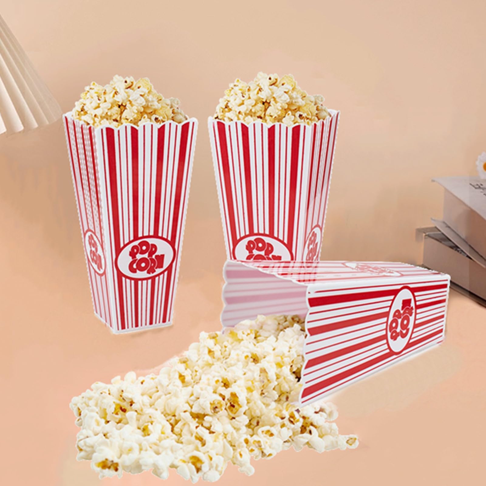Tebery reusable plastic popcorn boxes help keep snacks organized and fresh.