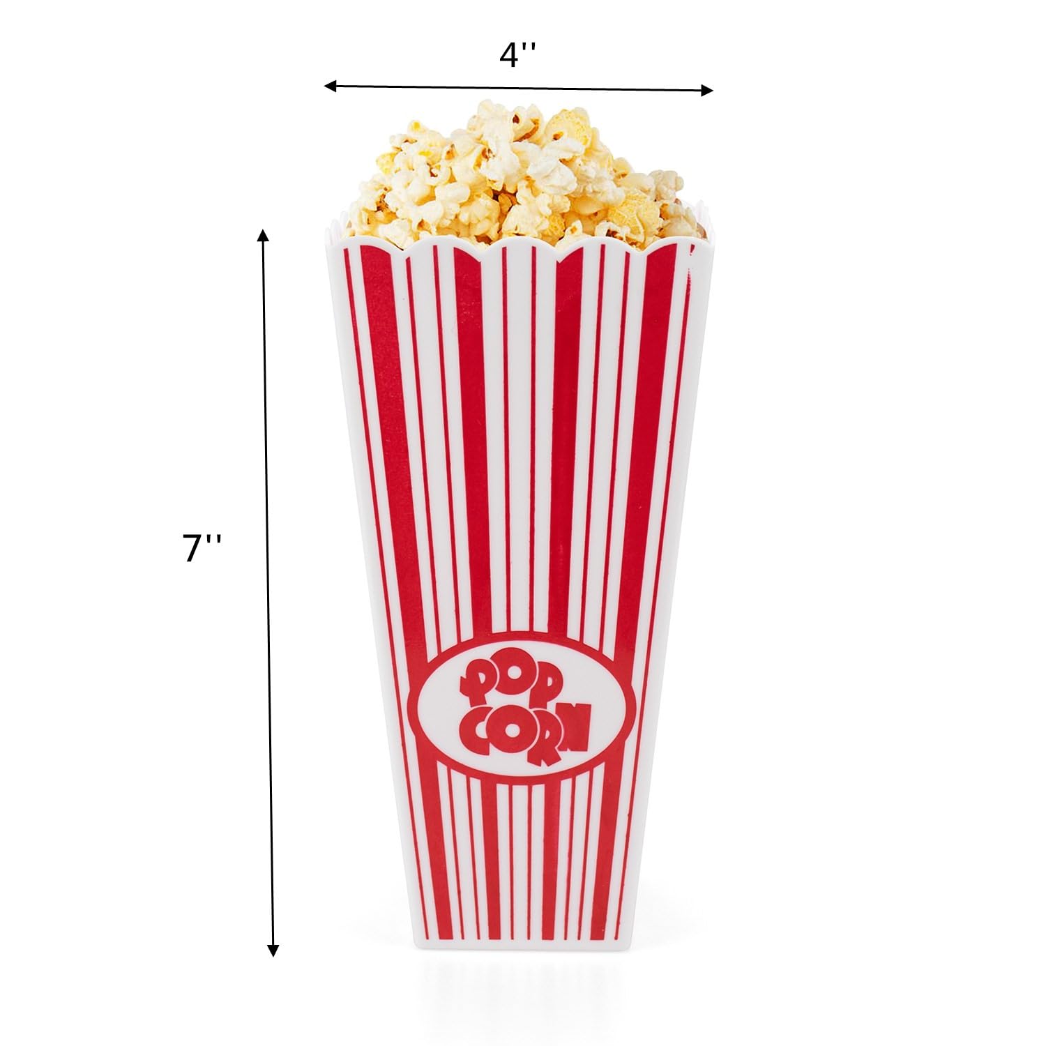 Tebery 7.7-inch tall square-top popcorn containers for convenient self-serve moments.