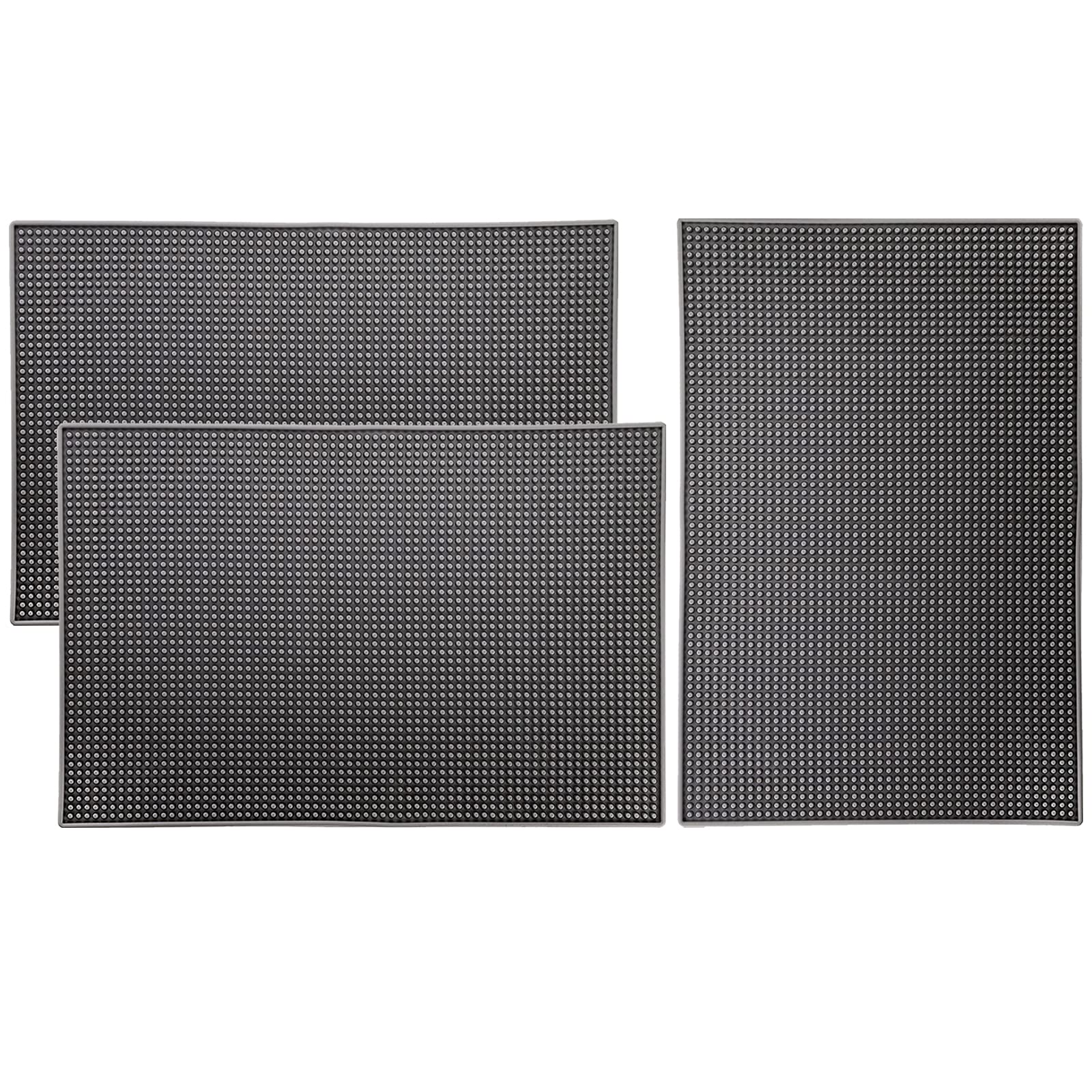 Tebery rubber bar mat grey 3-pack protecting counters and aiding drying.