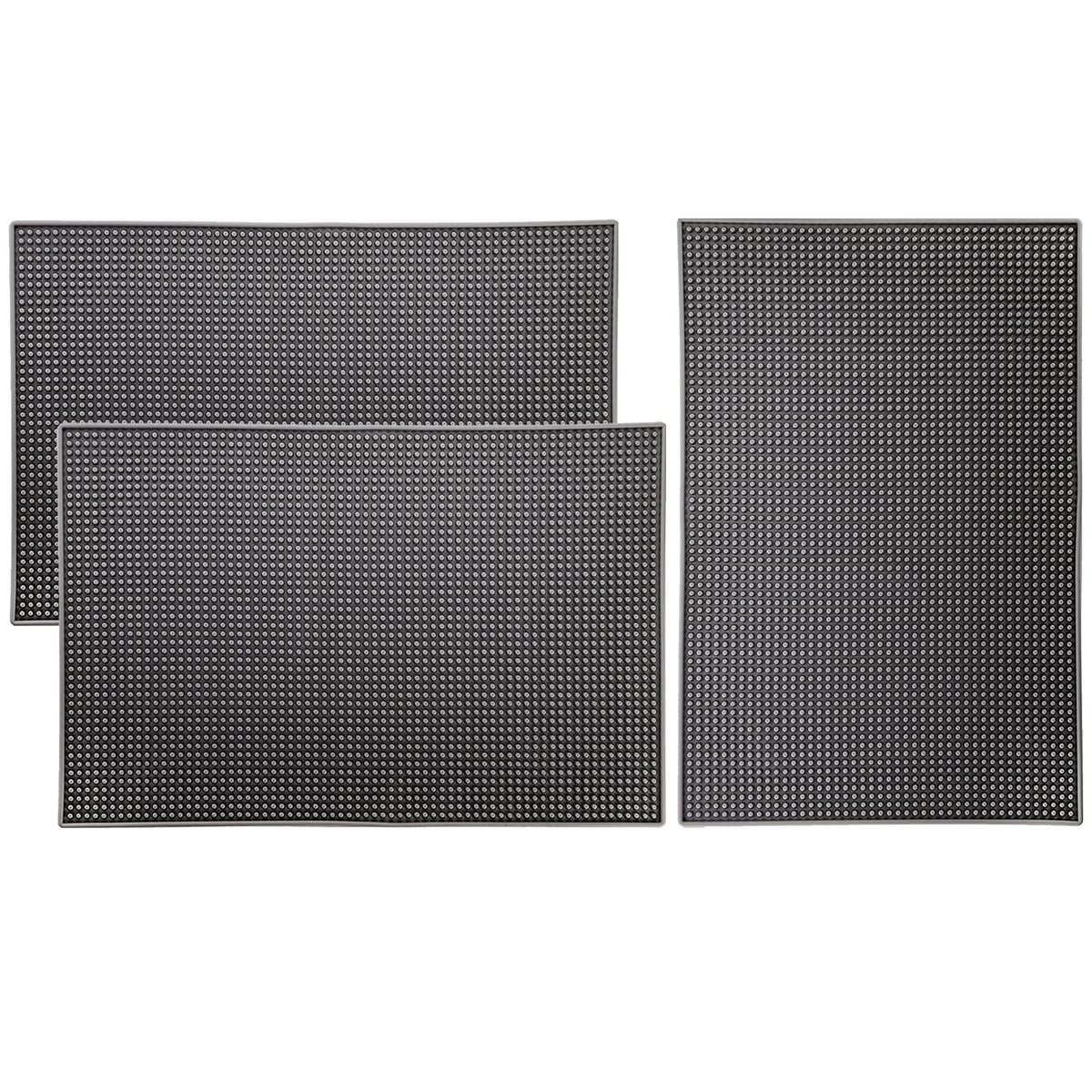Tebery rubber bar mat grey 3-pack protecting counters and aiding drying.