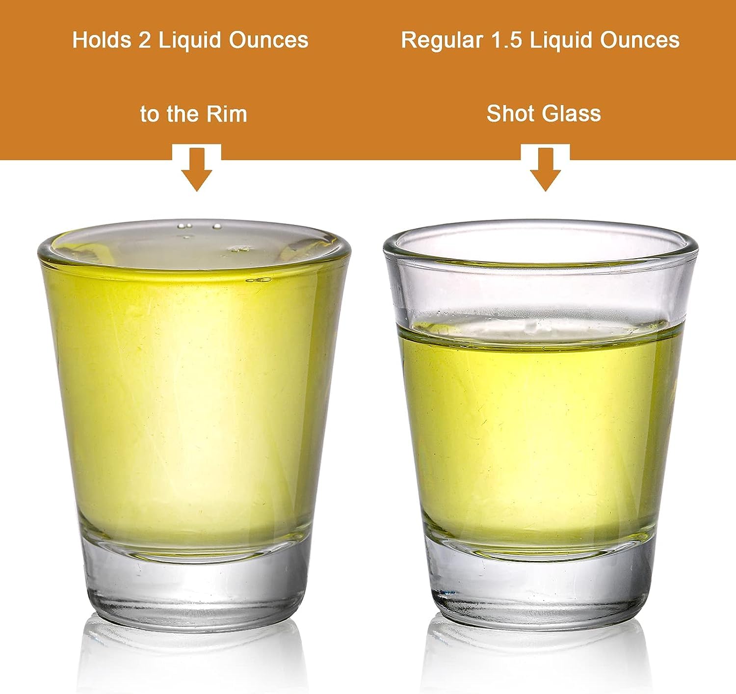 Tebery 60 ml glasses with balanced bases prevent tipping.