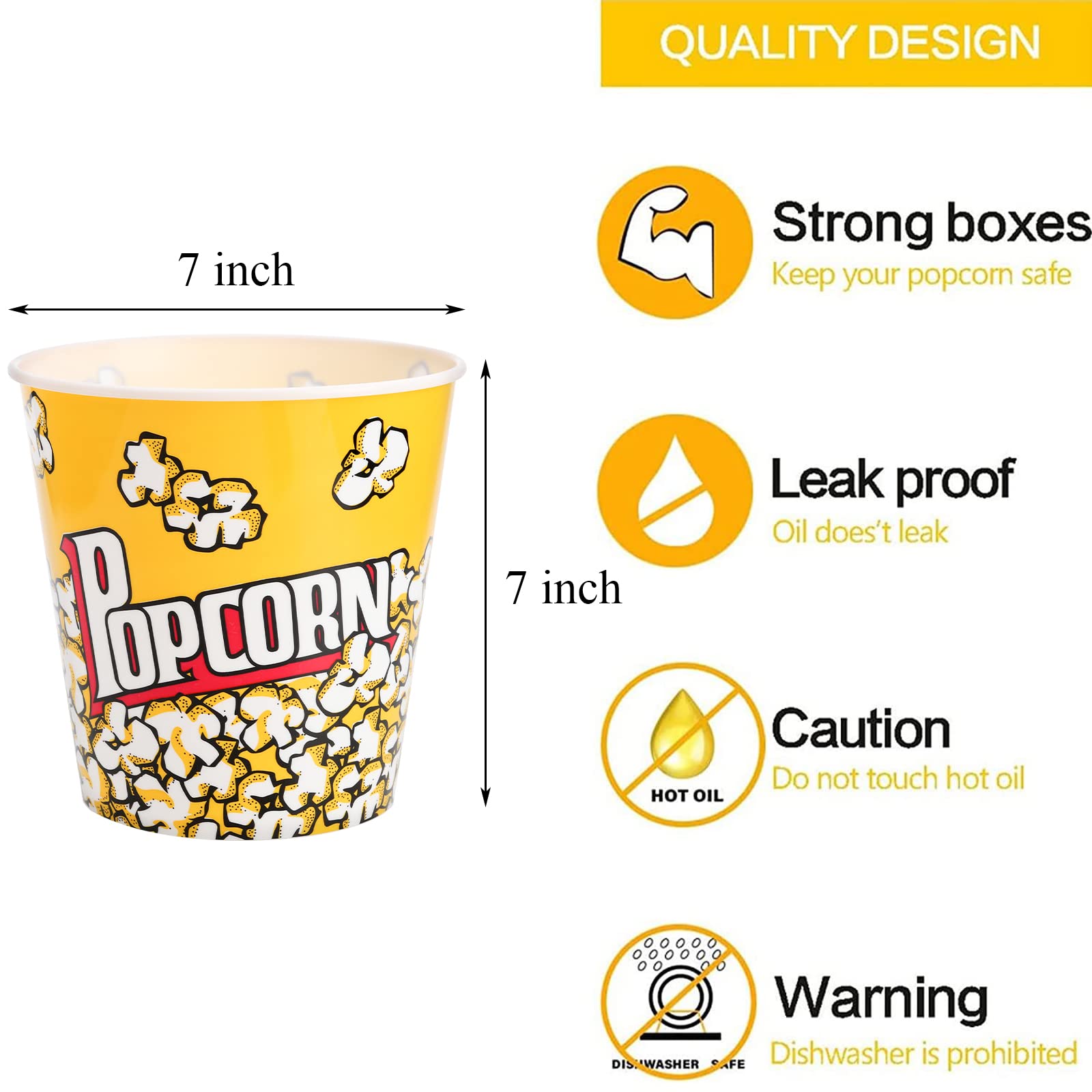 Tebery stackable popcorn buckets demonstrate space-saving design for gatherings