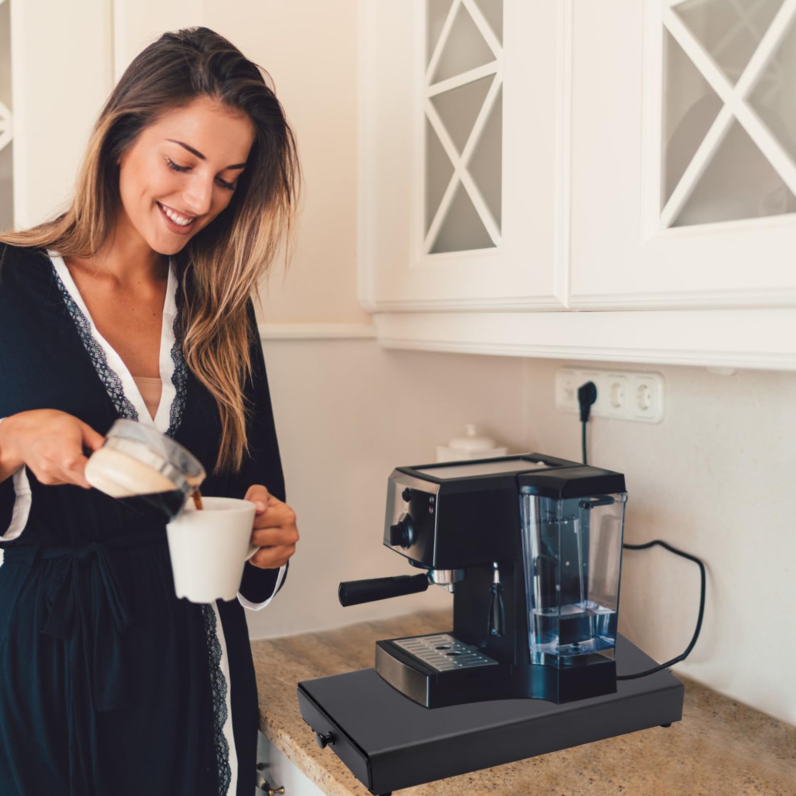 Tecbeauty coffee pod drawer top view showing compact space-saving design