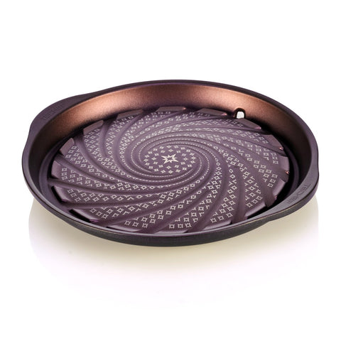 TECHEF KBBQ grill pan shows cast aluminum construction for even searing.