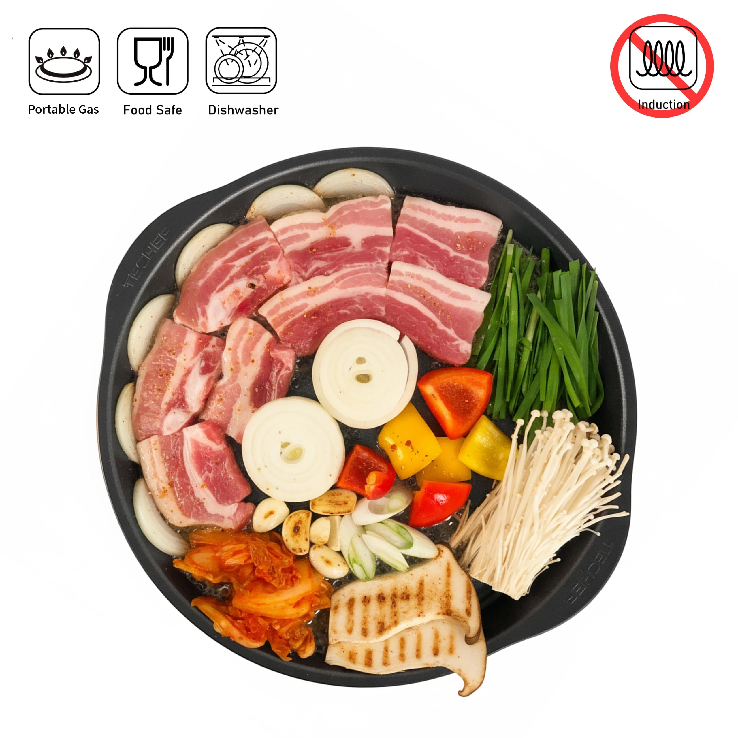 TECHEF grill pan ideal for tabletop cooking and social gatherings