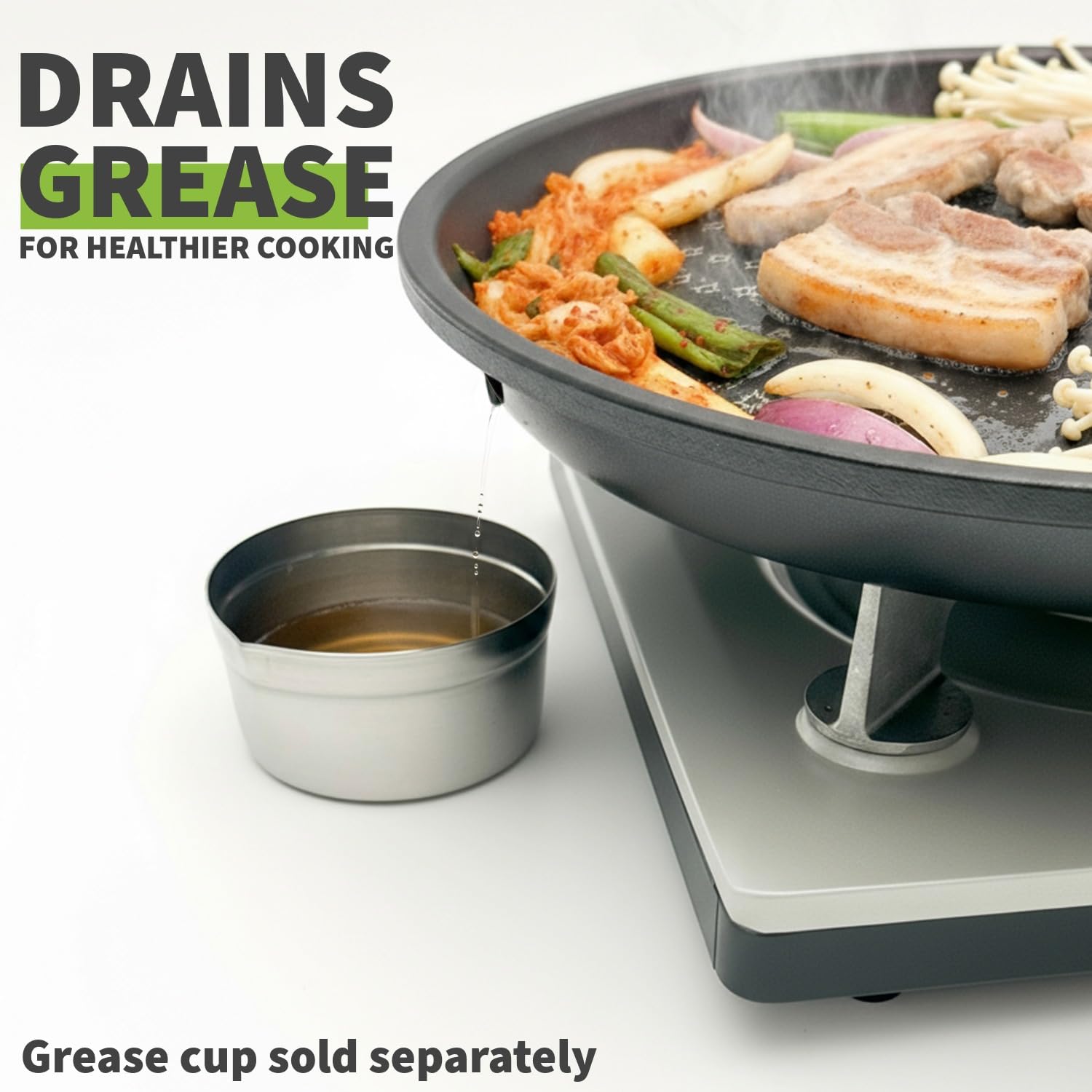 Tabletop cooking setup featuring the TECHEF KBBQ grill pan.