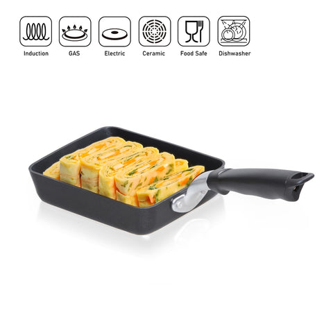 TECHEF Tamagoyaki pan with induction-ready base for versatile stove compatibility