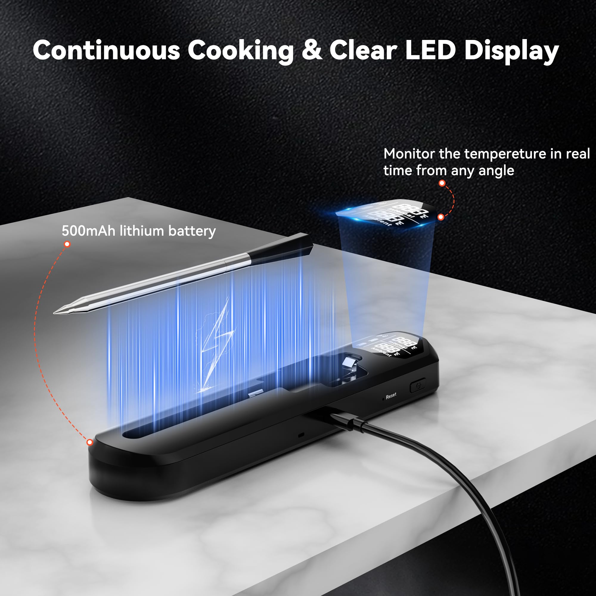 TechRise IP67 waterproof probe is dishwasher-safe for easy cleanup.