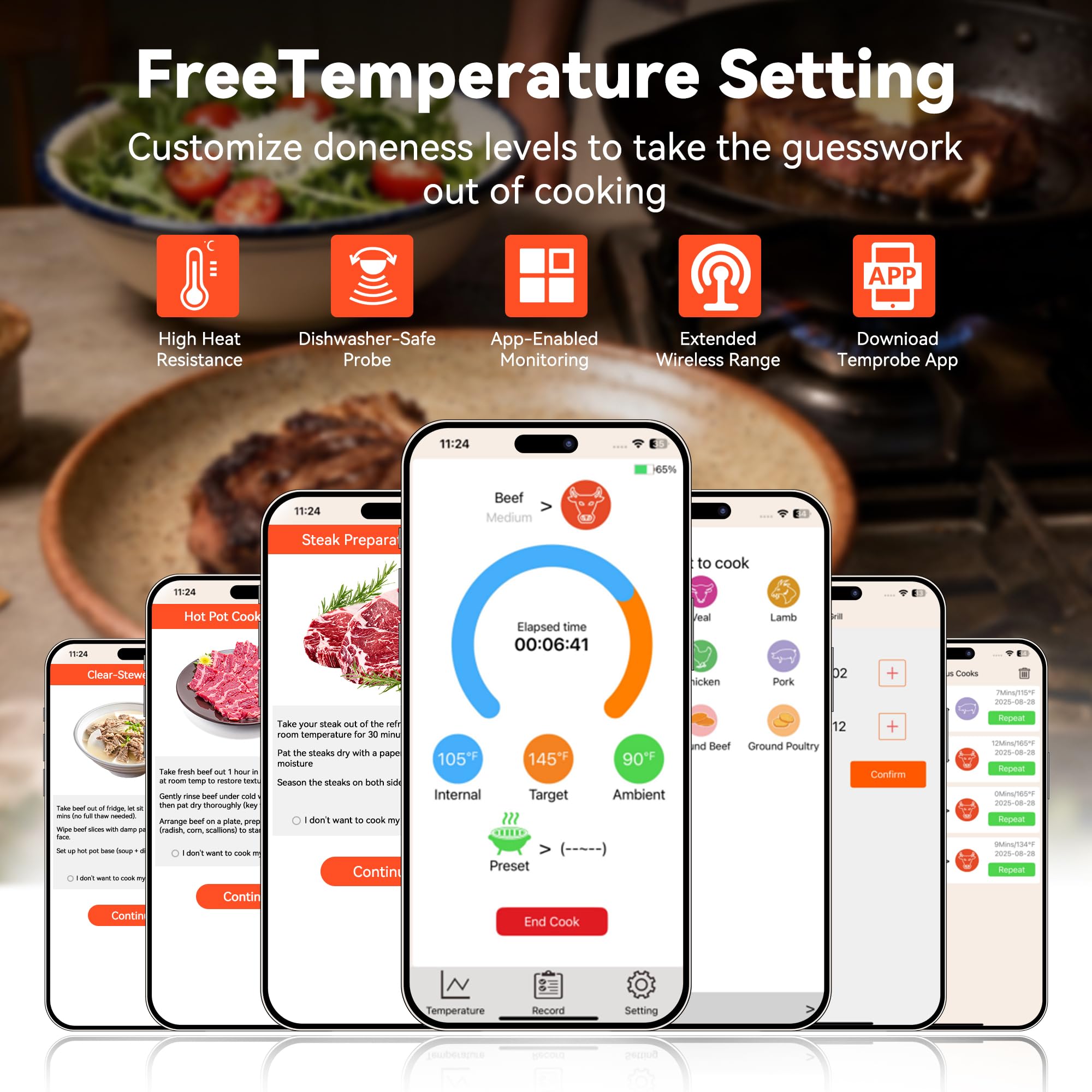 TechRise rechargeable thermometer with USB-C charging for weekend cooks.