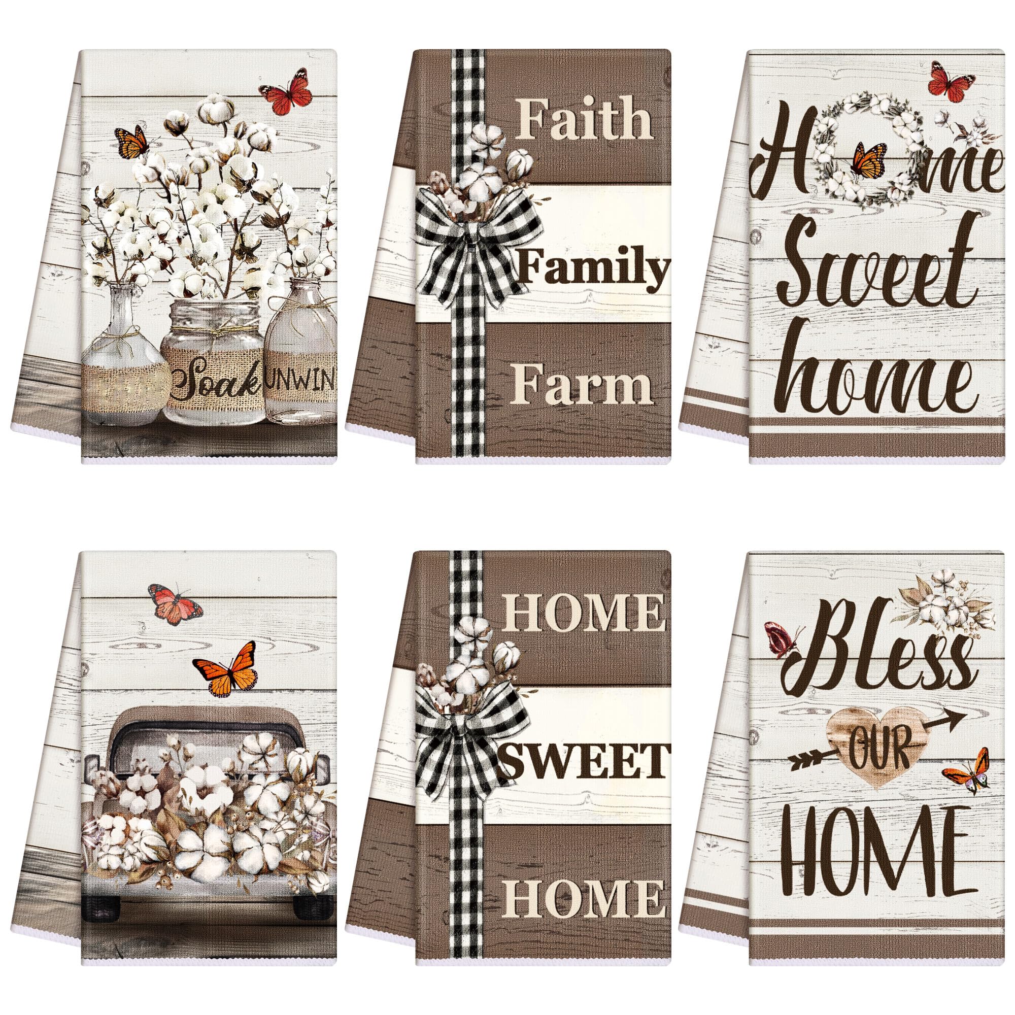 TecUnite farmhouse towels set with multi-designs for versatile kitchen use and decor