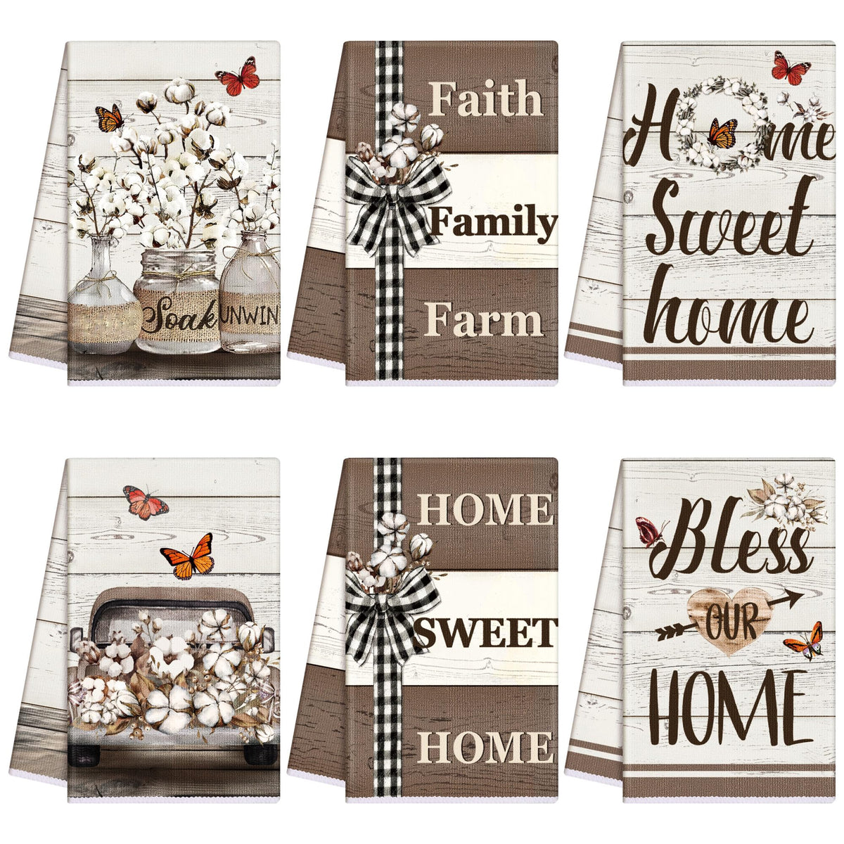 TecUnite farmhouse towels set with multi-designs for versatile kitchen use and decor