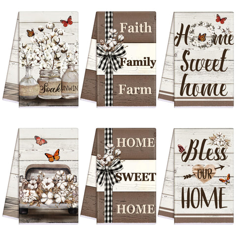 TecUnite farmhouse towels set with multi-designs for versatile kitchen use and decor