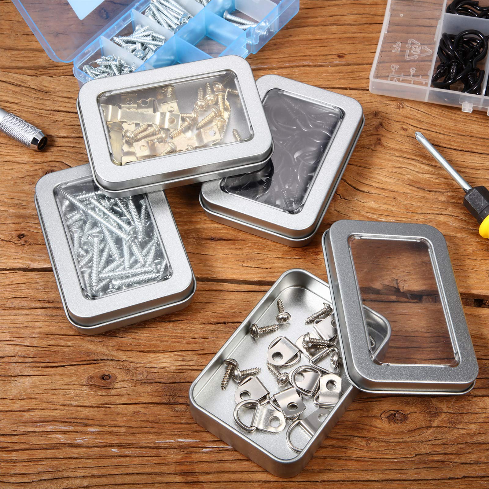 TecUnite silver compact tin box ideal for storing treasures