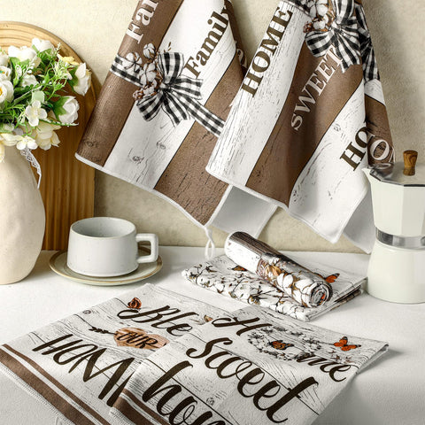 TecUnite farmhouse towels showcase varied colors and decor-friendly designs