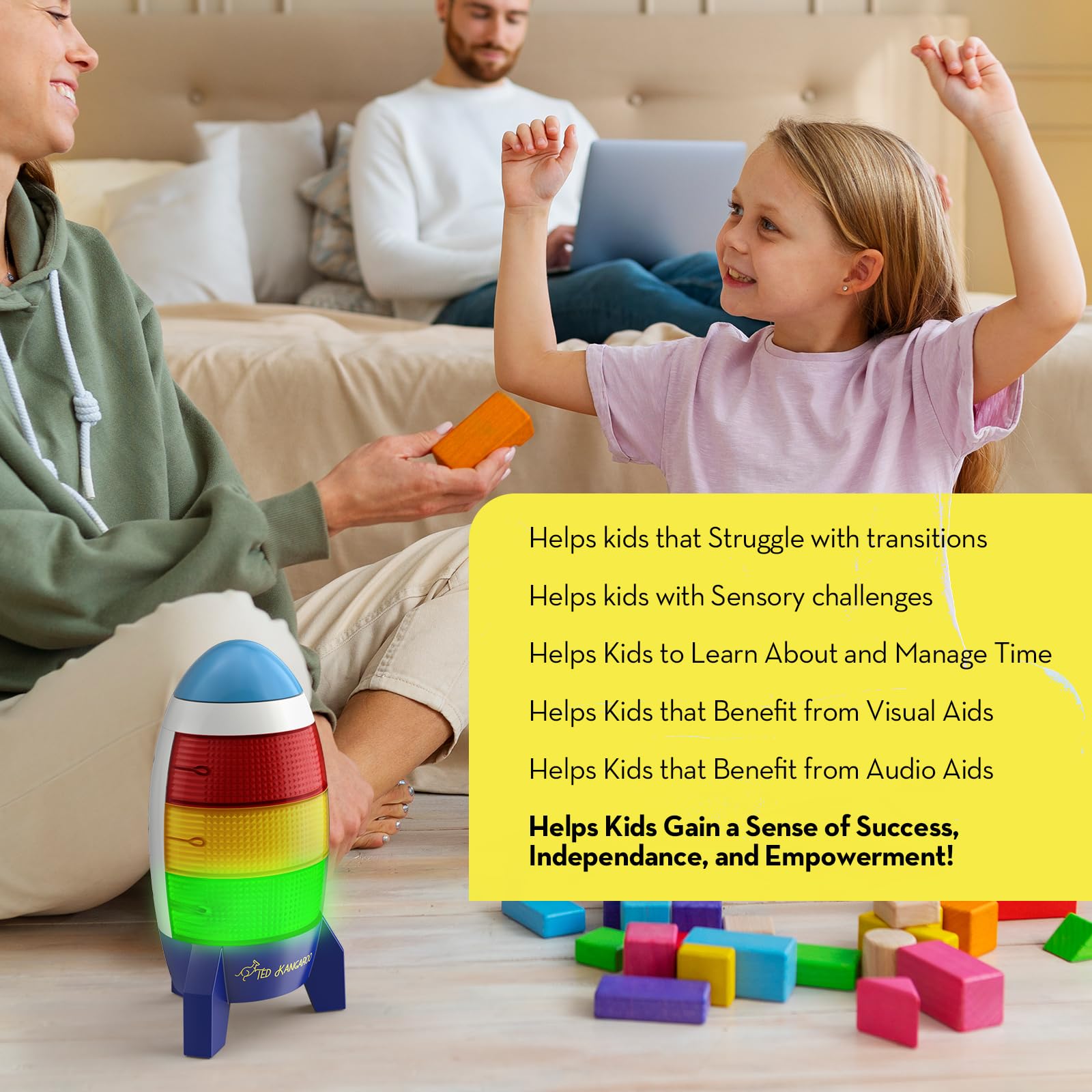 TED KANGAROO timer emits engaging rocket audio cues.