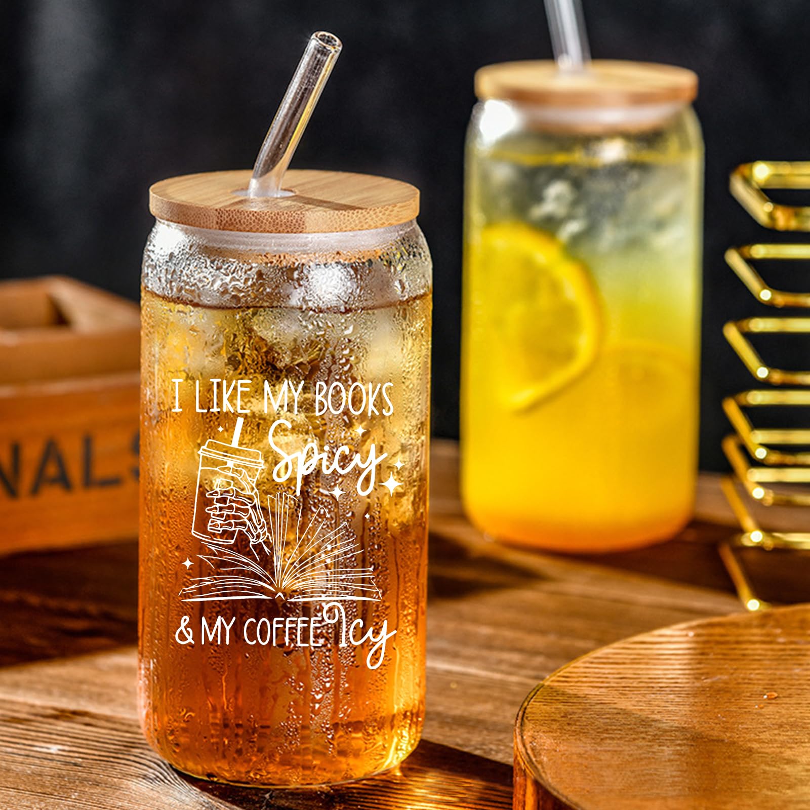 Teeglow 16oz glass tumbler ideal for iced coffee and tea.