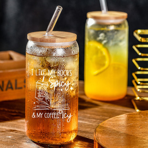 Teeglow 16oz glass tumbler ideal for iced coffee and tea.