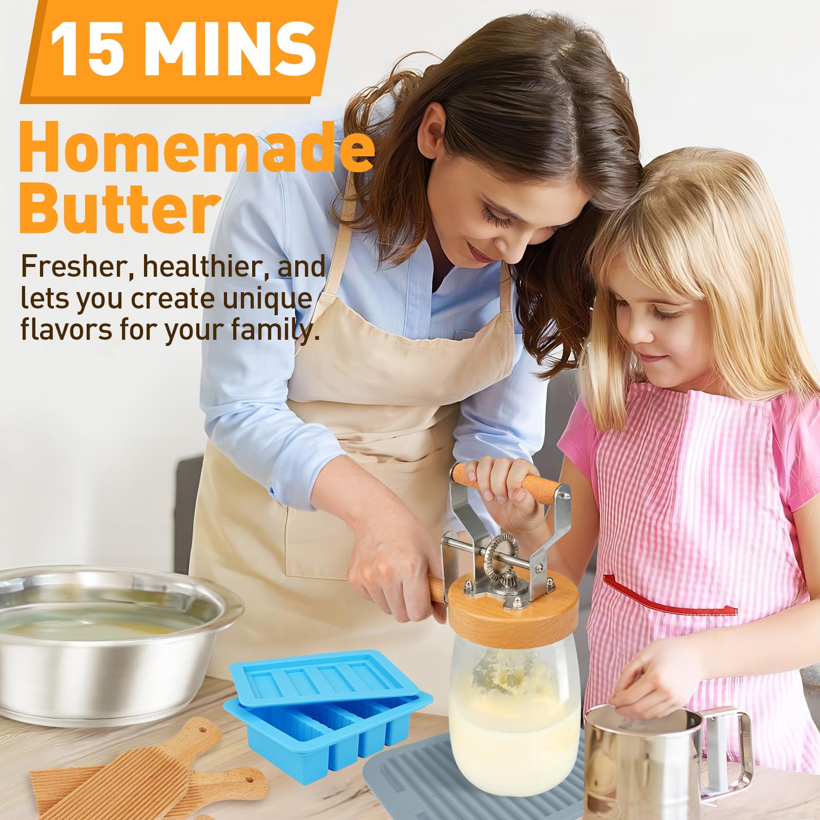 TeeMars Butter Churner handle and gear upgrade for smooth, effortless churning.