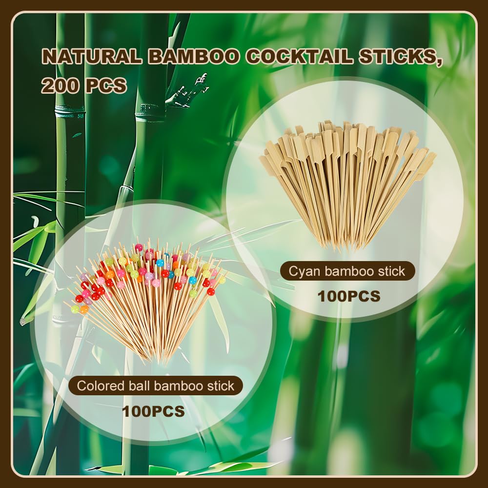 Teemumu cocktail picks bundle-200pcs for secure, stylish skewers
