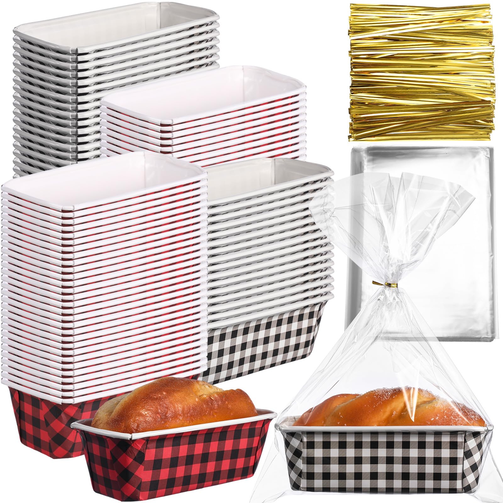 Teenyyou Christmas paper loaf pan 50-piece set, ideal for quick holiday gifts and bake-and-serve treats.