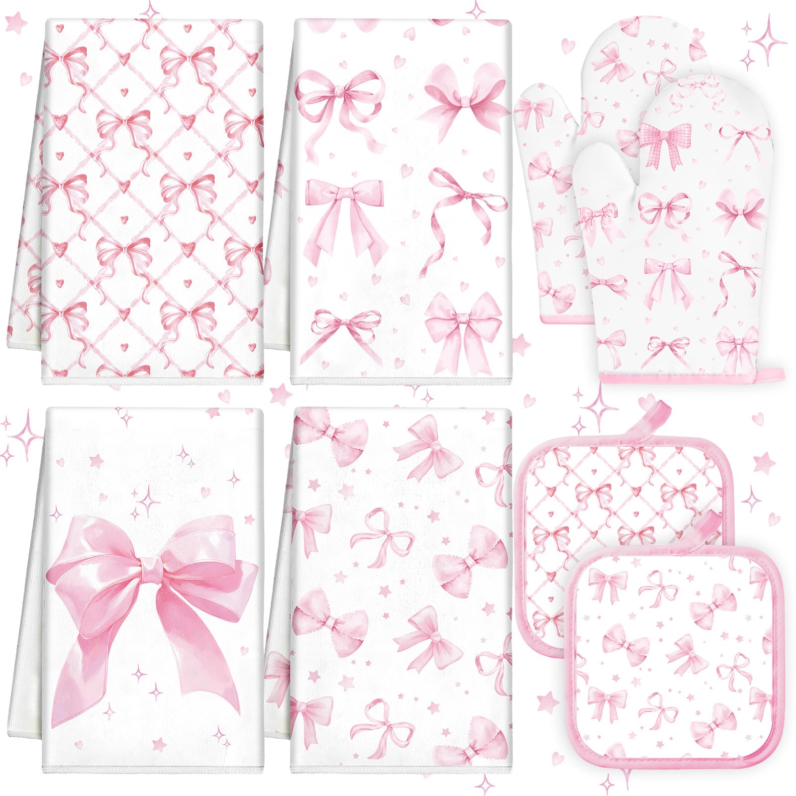 Teenyyou Coquette pink bow kitchen towels for quick, absorbent cleanups