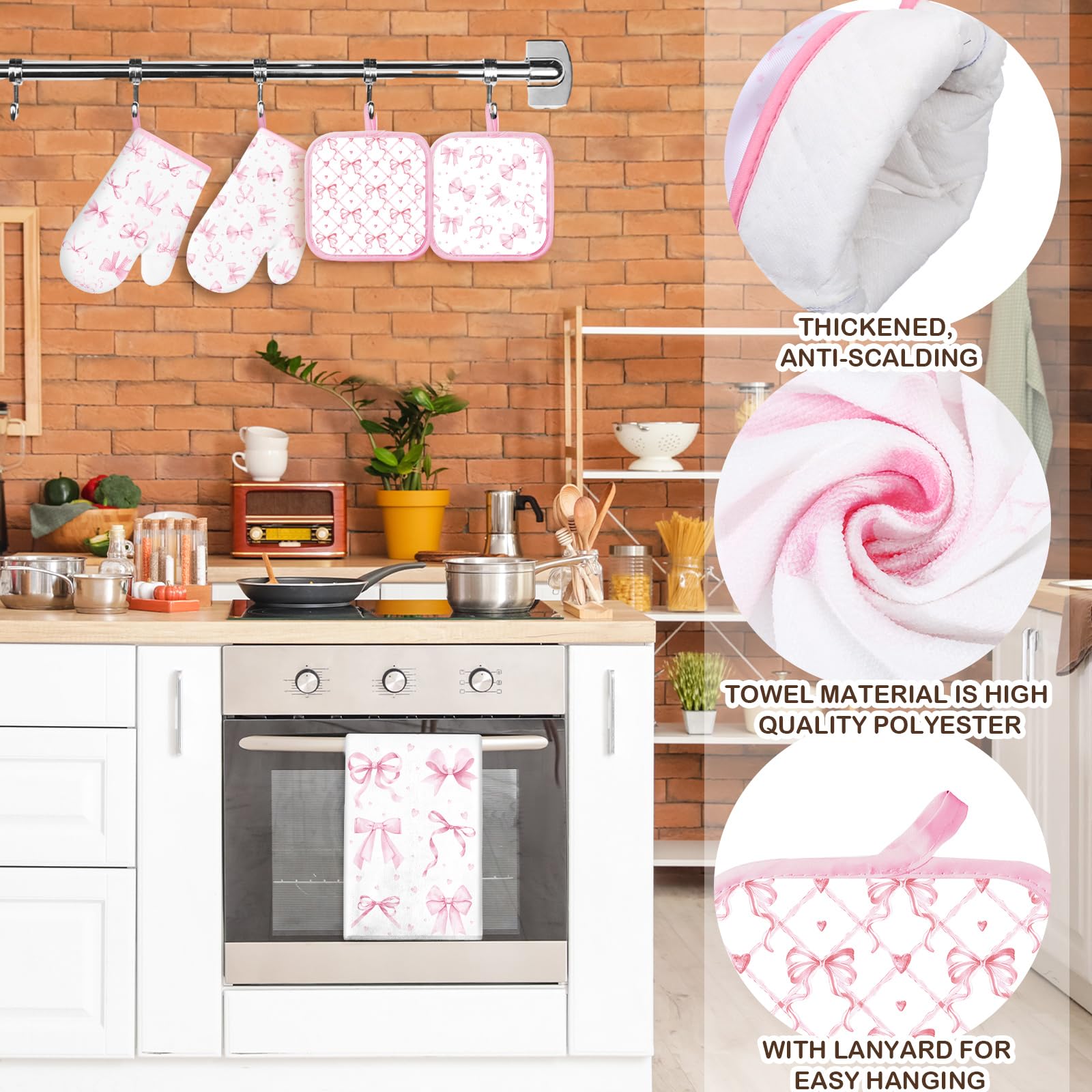 Teenyyou Coquette pink bow pot holders protect surfaces