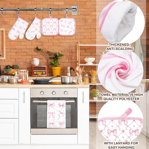 Teenyyou Coquette pink bow pot holders protect surfaces