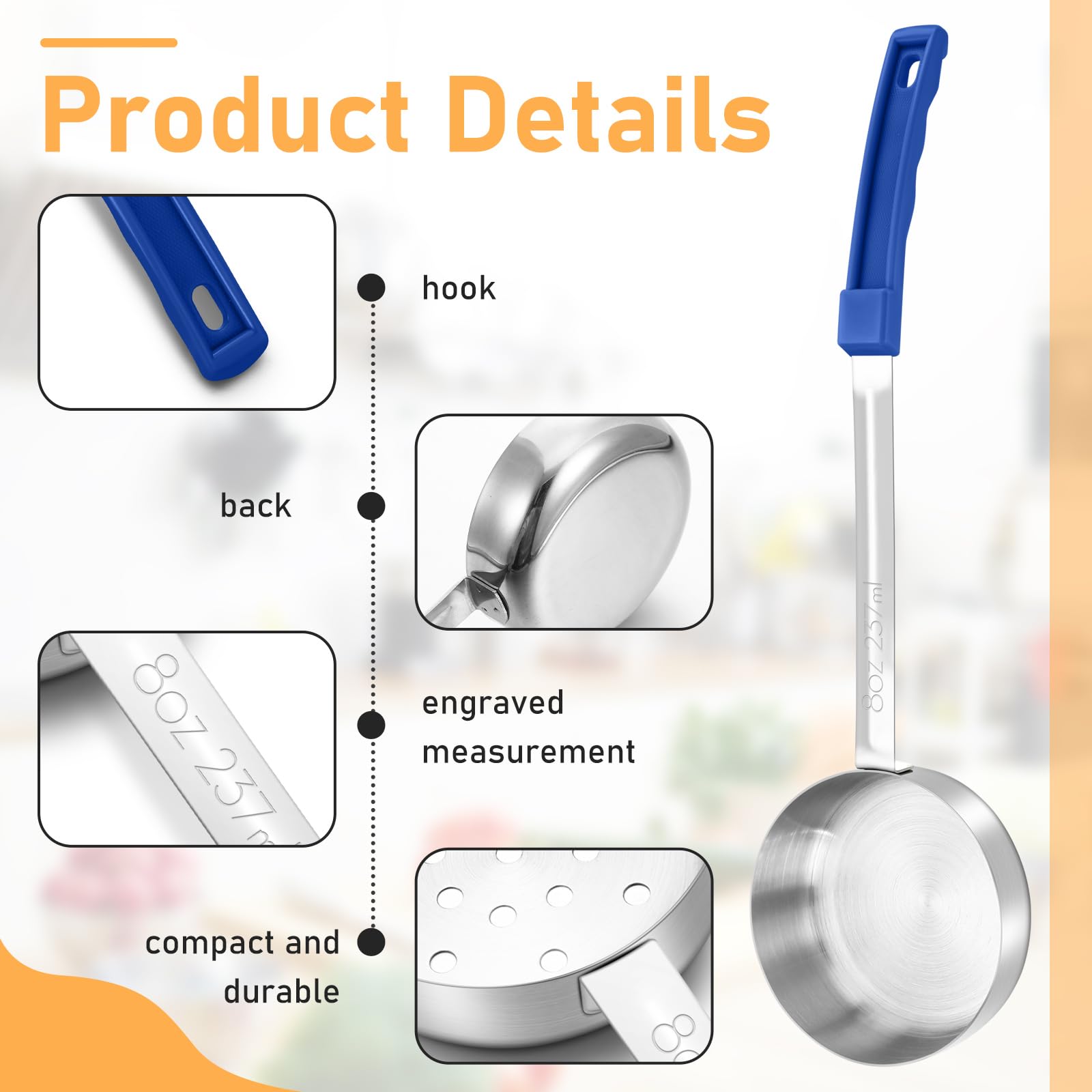 Teenyyou black slotted spoon for measured servings at buffets or catering