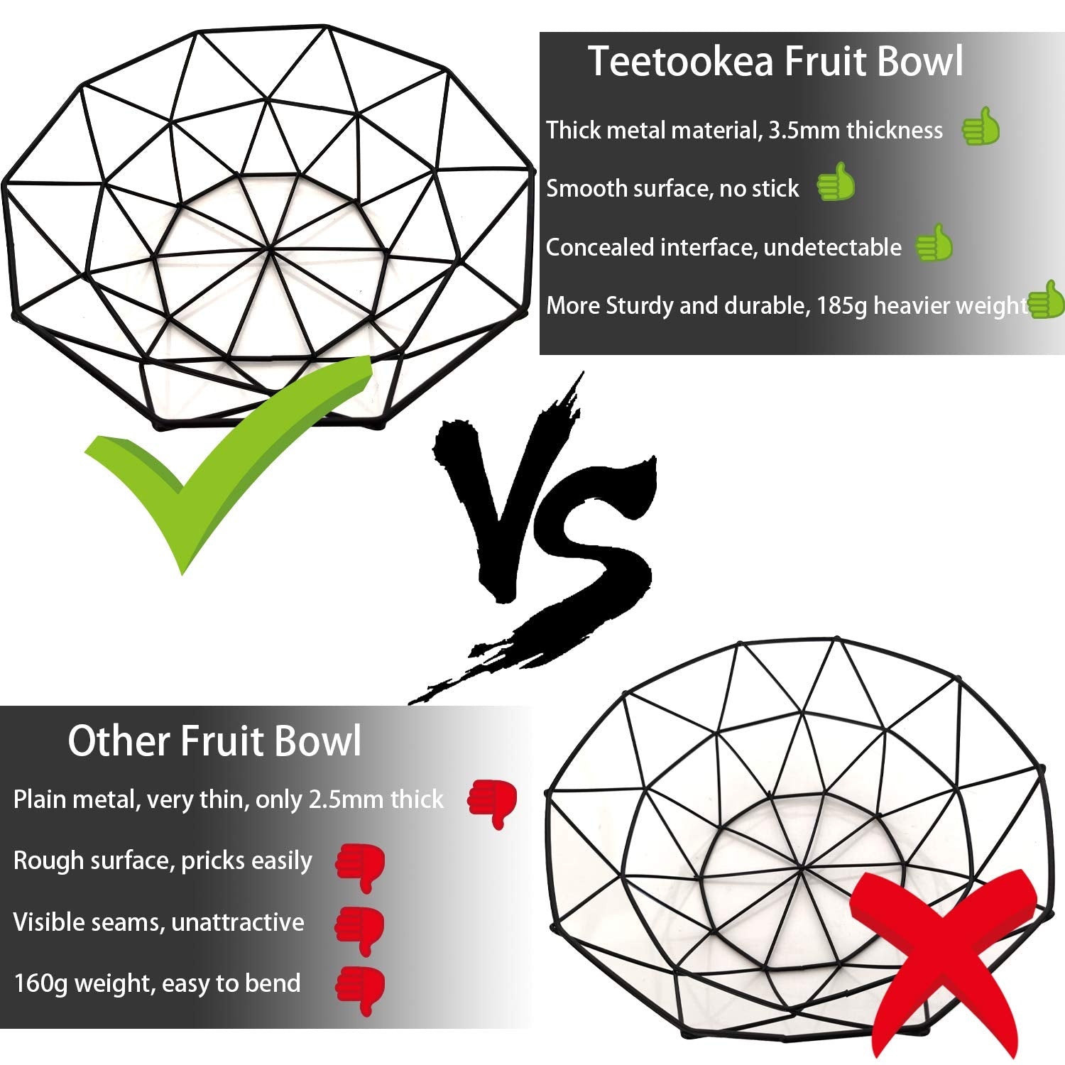 TEETOOKEA wire basket stores bread and snacks with airy ventilation.