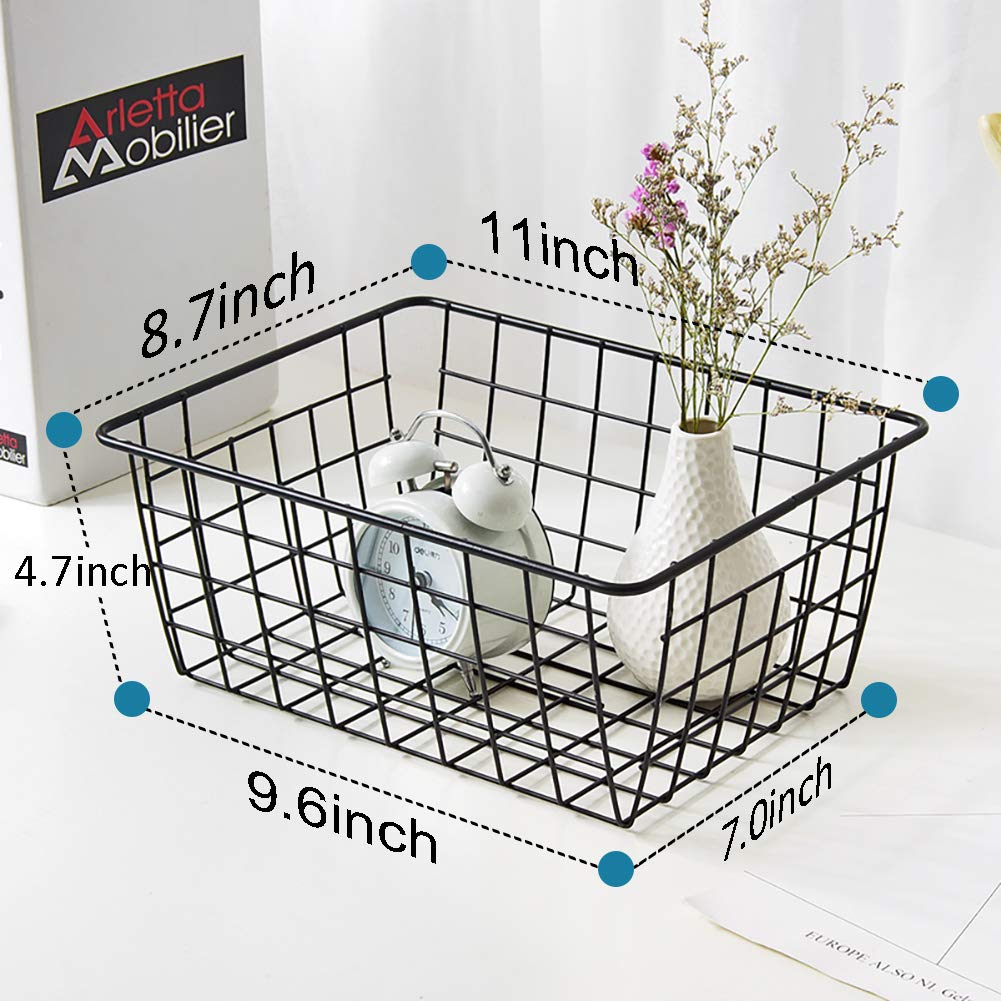 TEETOOKEA wire storage baskets with handles for quick shelf access