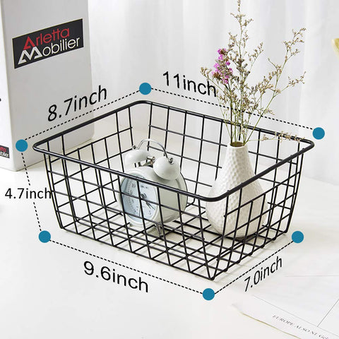 TEETOOKEA wire storage baskets with handles for quick shelf access