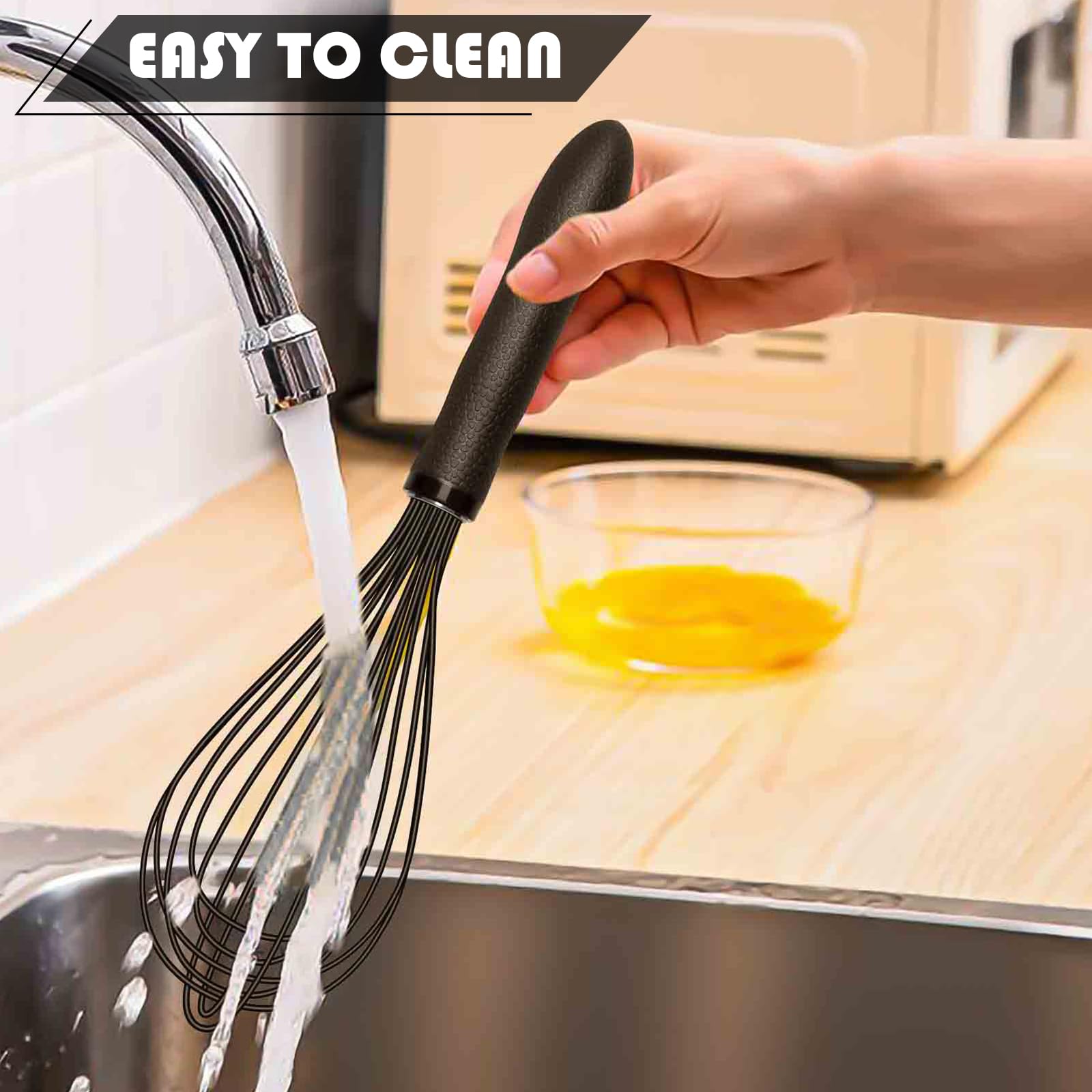 TEEVEA dishwasher-safe whisk for easy cleanup after cooking.