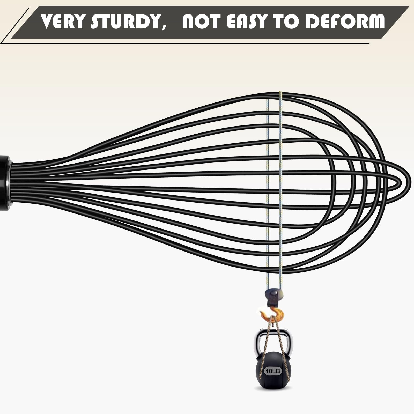 TEEVEA silicone whisk with stainless steel core for durability.