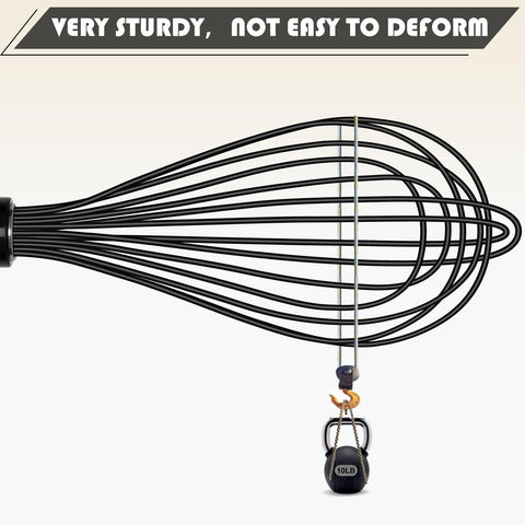 TEEVEA silicone whisk with stainless steel core for durability.