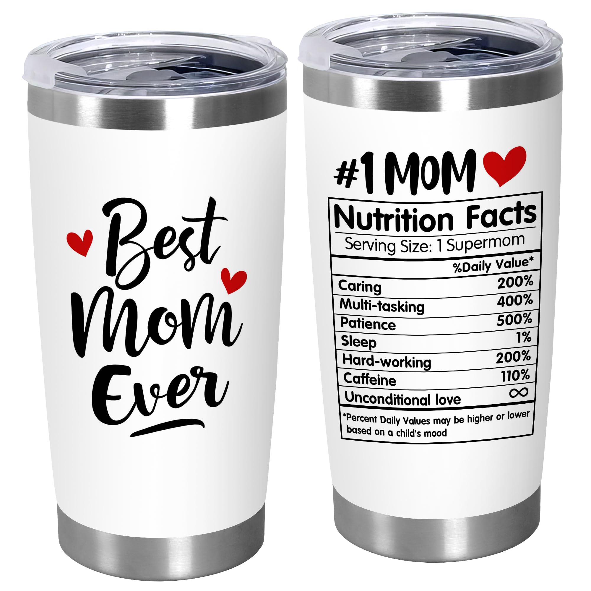 TEEZWONDER 20oz tumbler with lid for mom, ideal birthday gift for hot coffee or cold water.