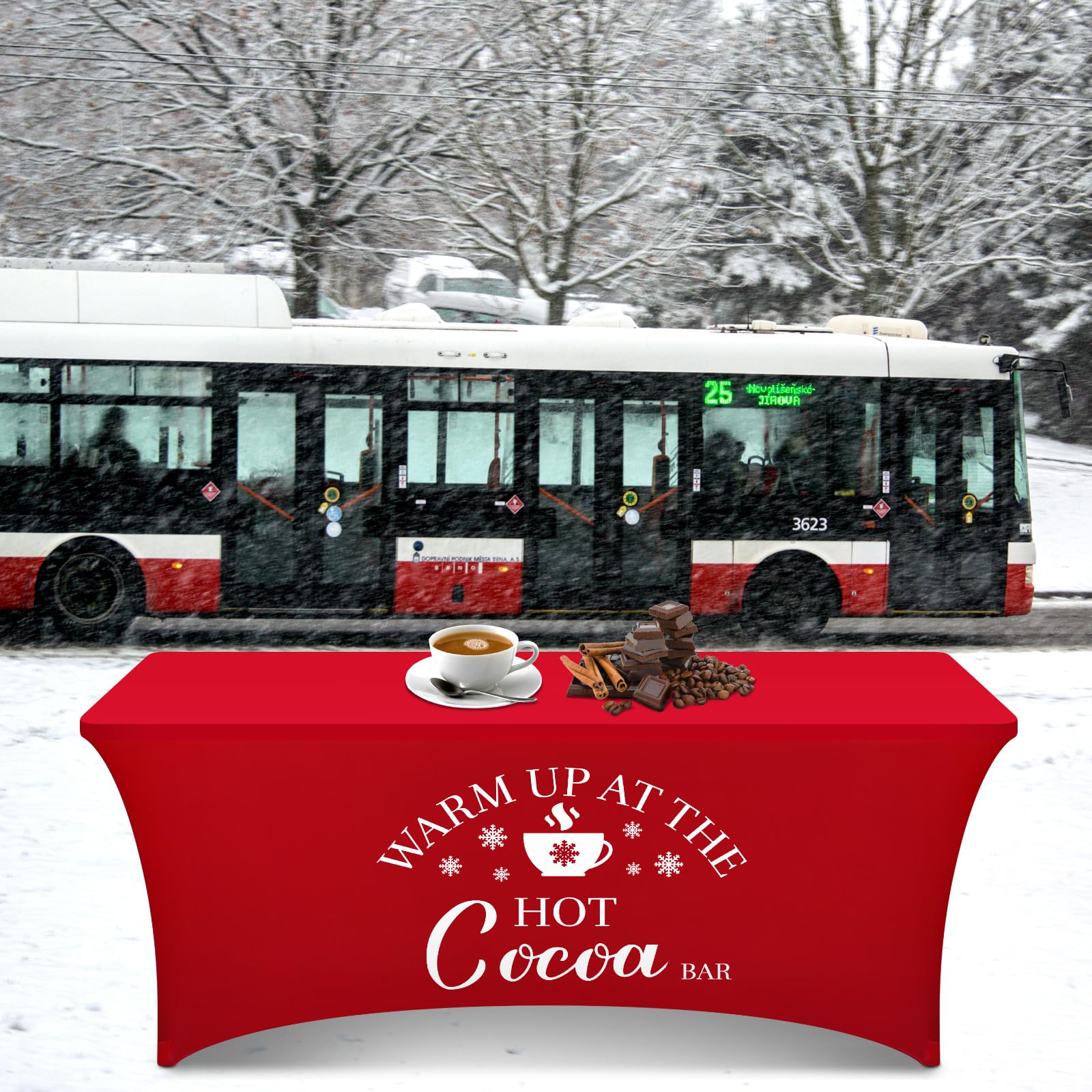 Tegeme red Christmas tablecloth adds holiday mood to décor