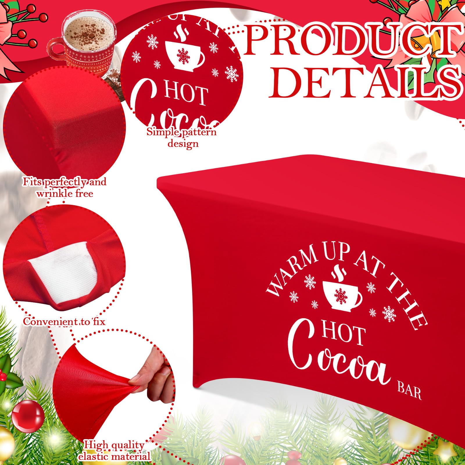 Tegeme red tablecloth foot covers demonstrate secure fit