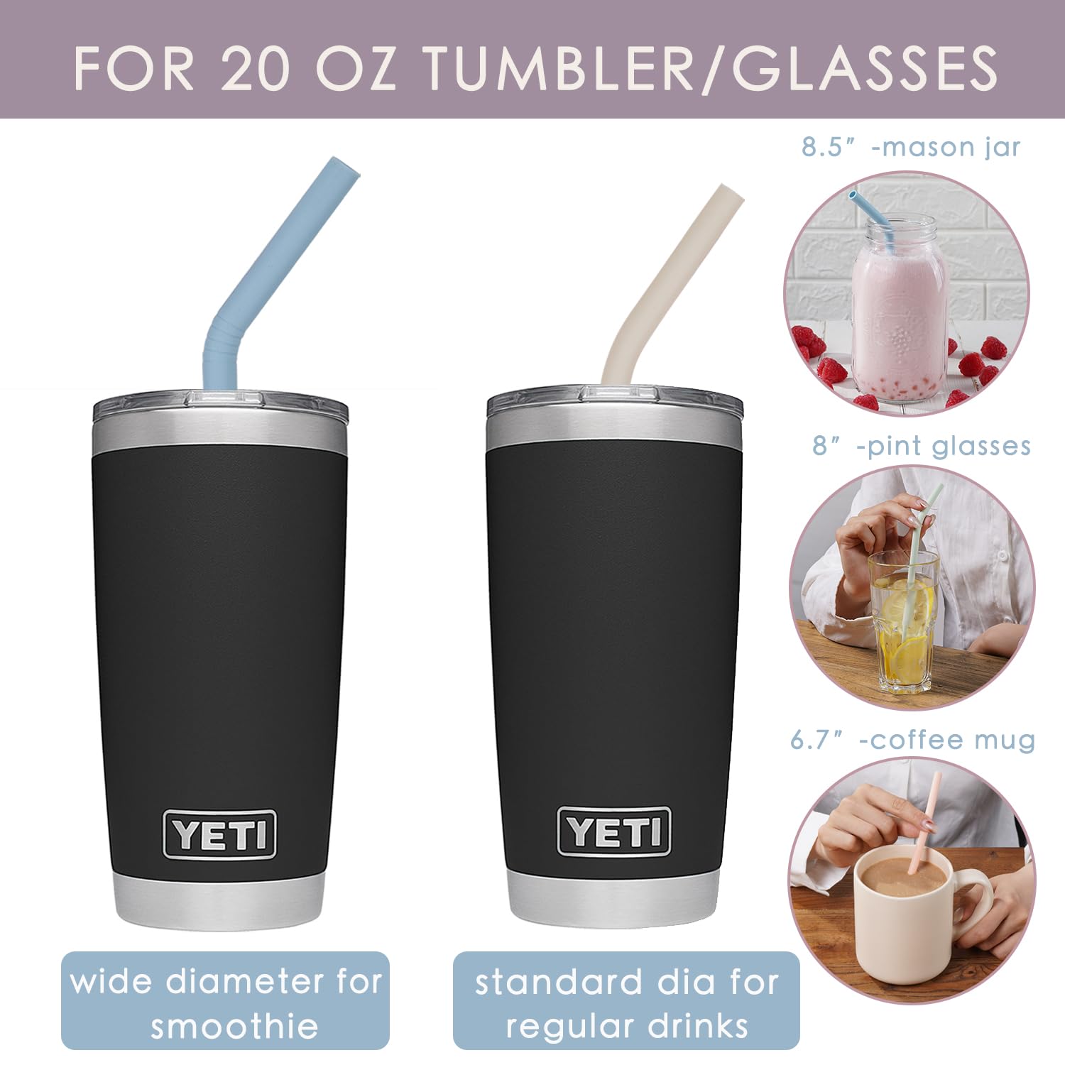 Tegion 8.5-inch wide straw handles thick smoothies.