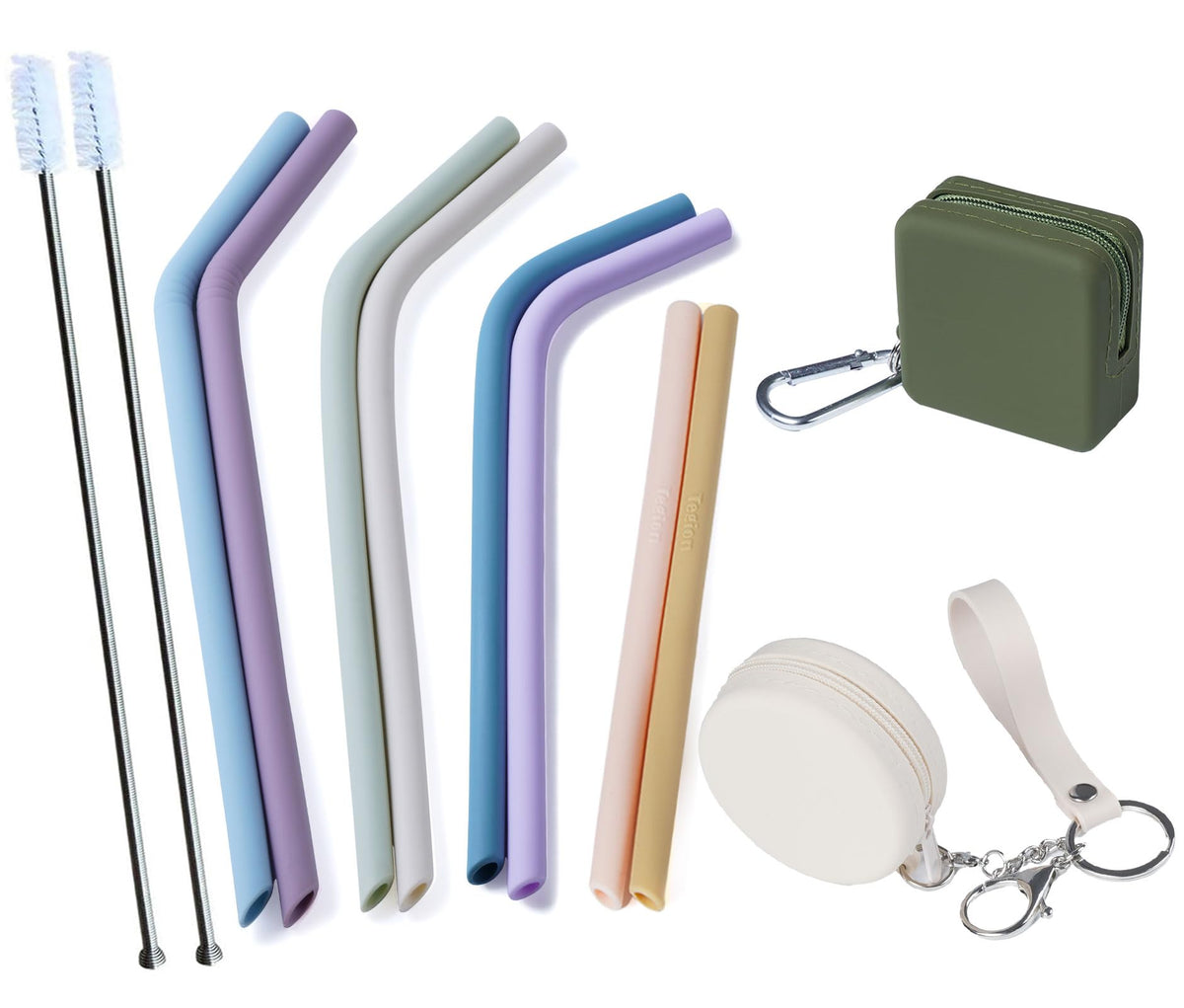 Tegion travel-case square keeping silicone straws secure for on-the-go sipping.