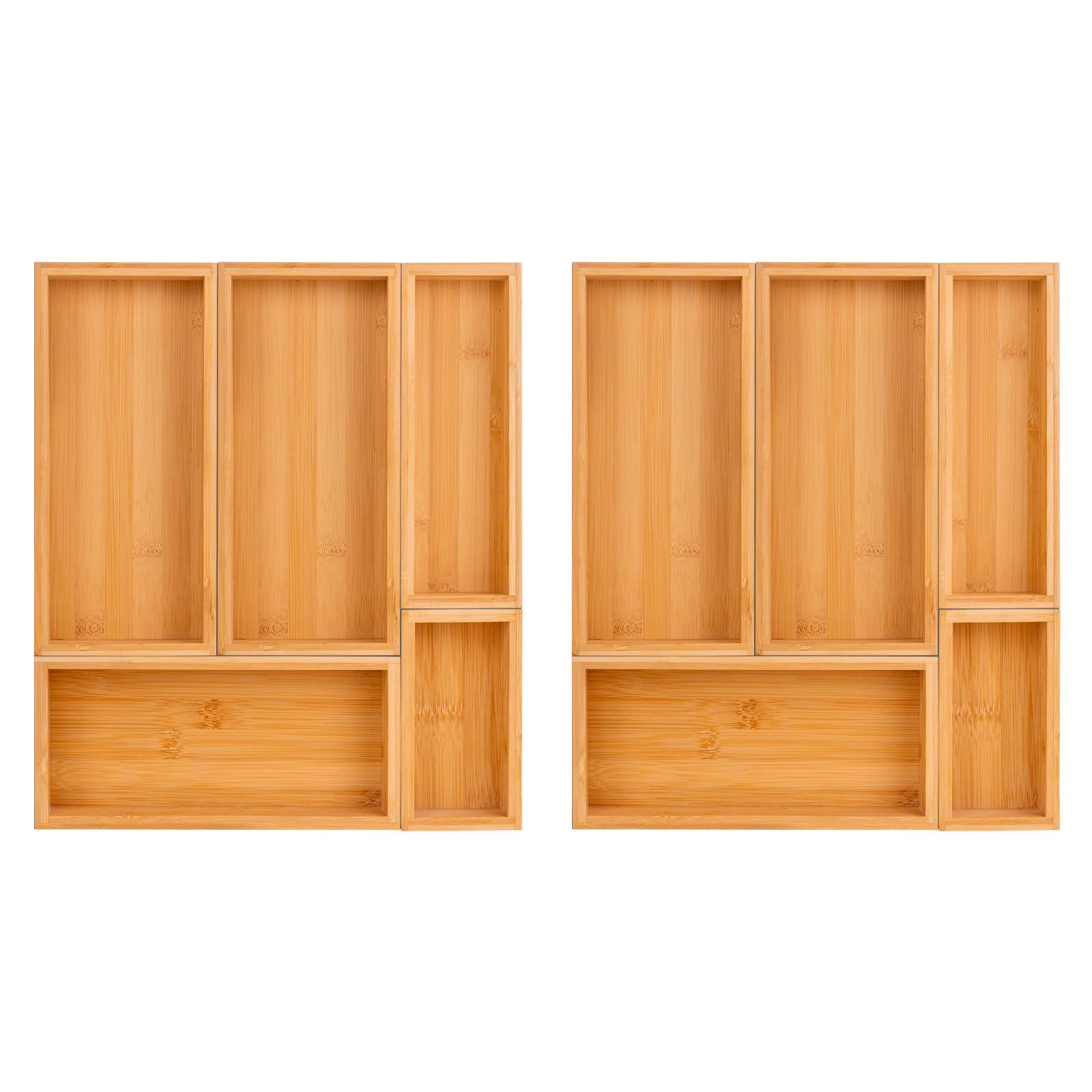 Teicui bamboo drawer organizer set extendable for customizable, tidy drawers.