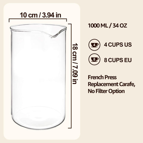 7-inch tall carafe with 3.75-inch diameter for precise fit.