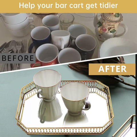 TEITEAI Bar Cart Tray integrated drain board contains drips.