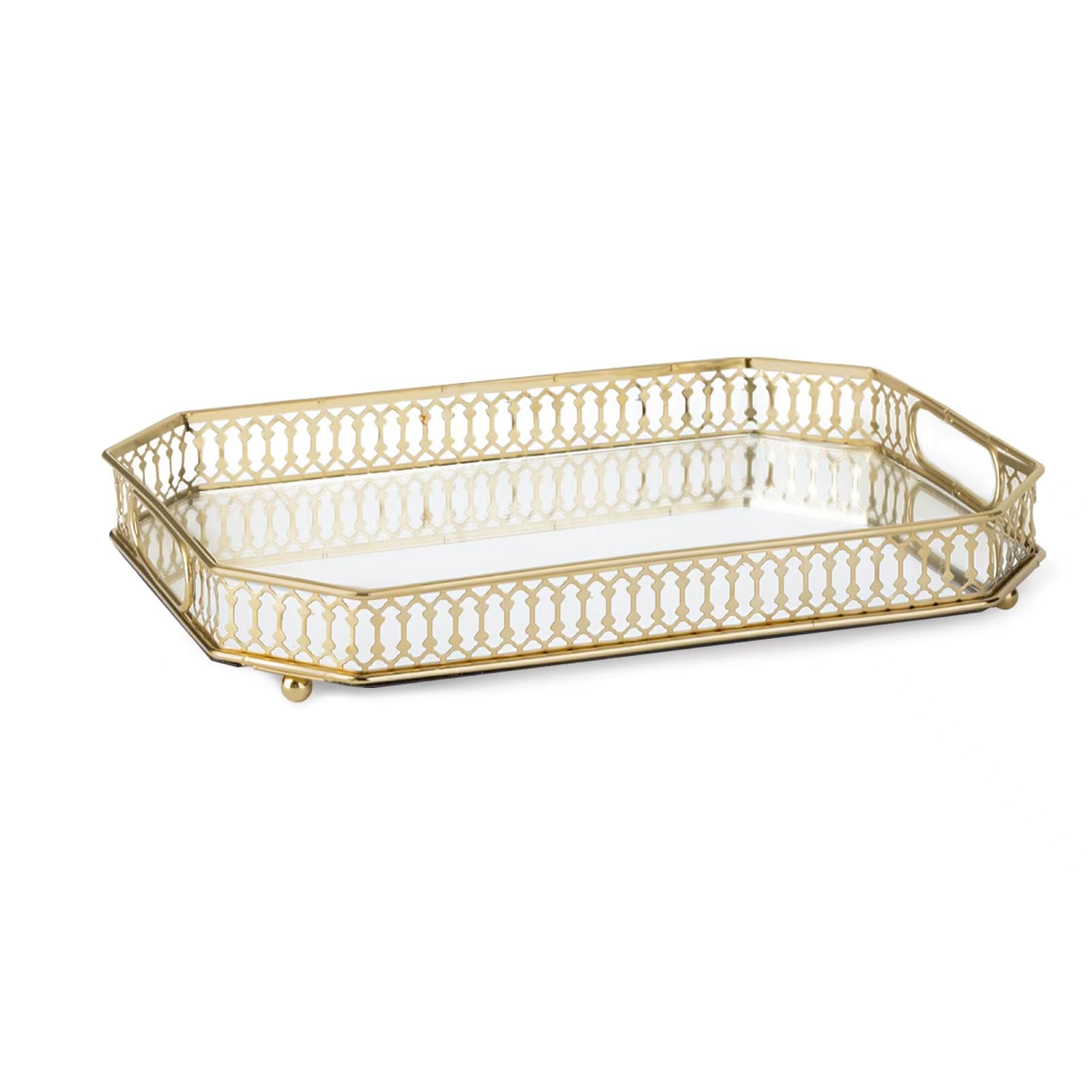 TEITEAI Bar Cart Tray gold mirrored top view ideal for entertaining.