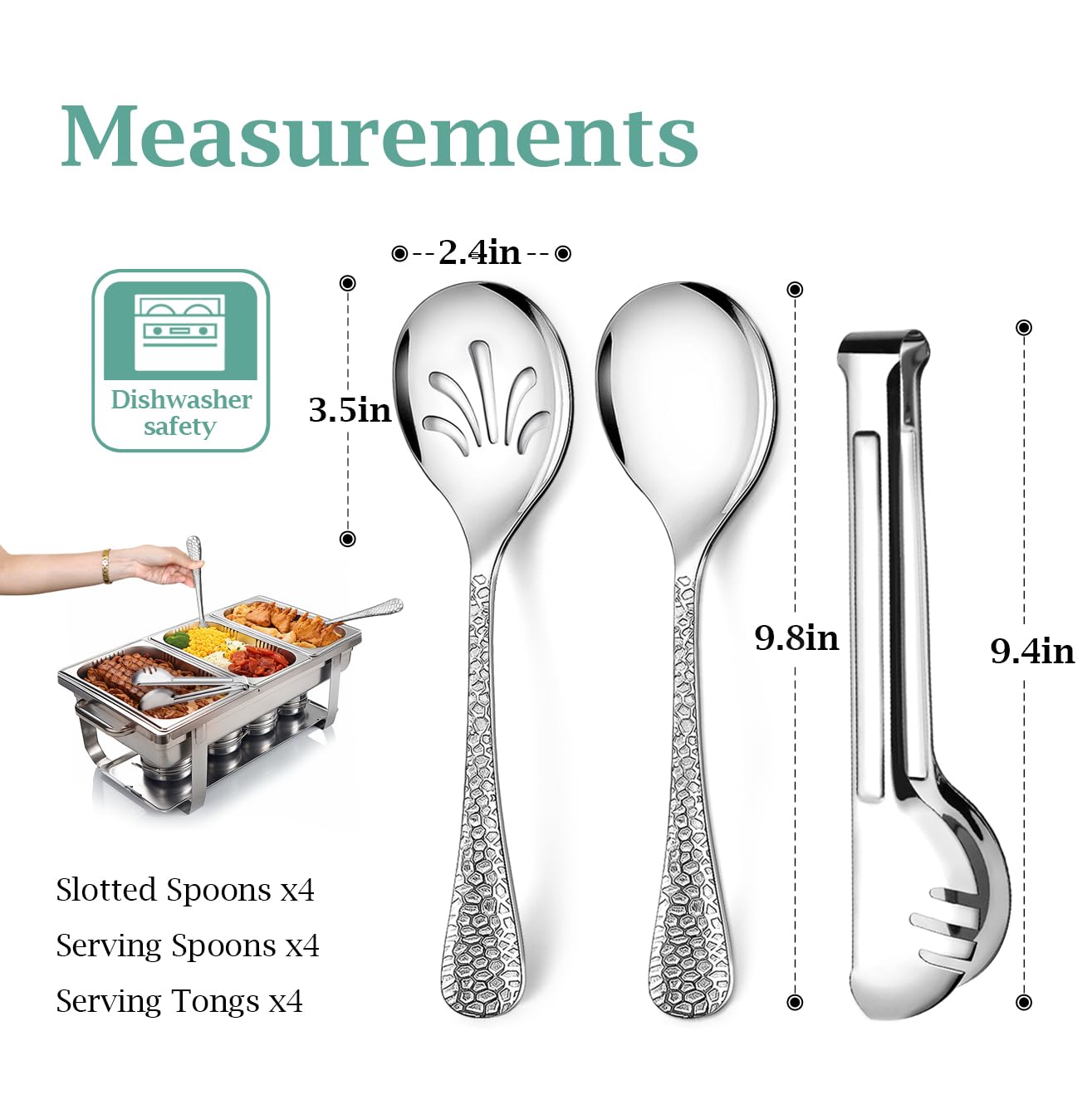 Teivio hammered spoon close-up highlights durable, mirror-finish stainless steel.